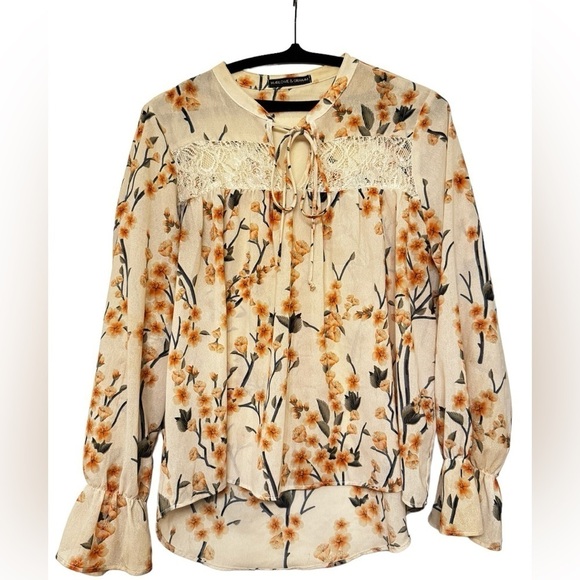 Harlowe & Graham Floral Print Top Size Large - Picture 1 of 7